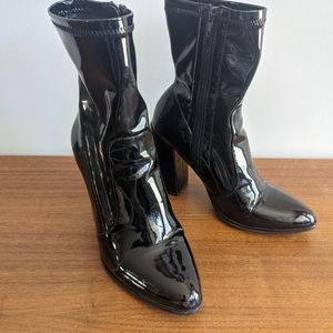 Faux Patent Leather Glove Boots